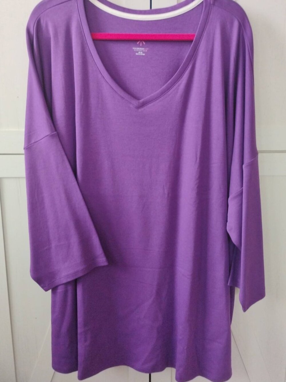 Isaac Mizrahi Live Pima Cotton Purple Top-3/4 Sleeve-Dropped Shoulder- NWOT-5X